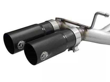 AFE Rebel Series 3 to 2.50-Inch Dual Exhaust System with Black Tips; Middle Side Exit - Mullet Racing Performance