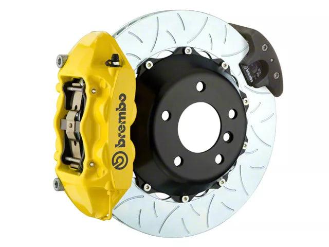 Brembo GT Series 4-Piston Rear Big Brake Kit with 15-Inch 2-Piece Type 3 Slotted Rotors; Yellow Calipers - Mullet Racing Performance