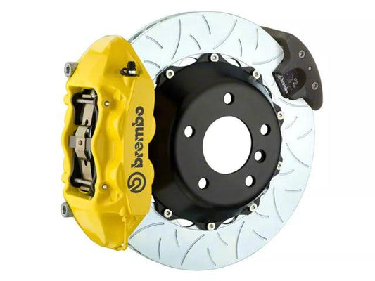 Brembo GT Series 4-Piston Rear Big Brake Kit with 15-Inch 2-Piece Type 3 Slotted Rotors; Yellow Calipers - Mullet Racing Performance